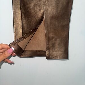🤎🍫 Metallic Leather Pants Brown